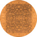 Round Machine Washable Oriental Orange Traditional Area Rugs, wshurb1343org