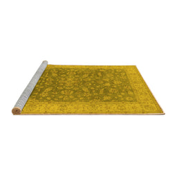 Sideview of Machine Washable Oriental Yellow Traditional Rug, wshurb1343yw