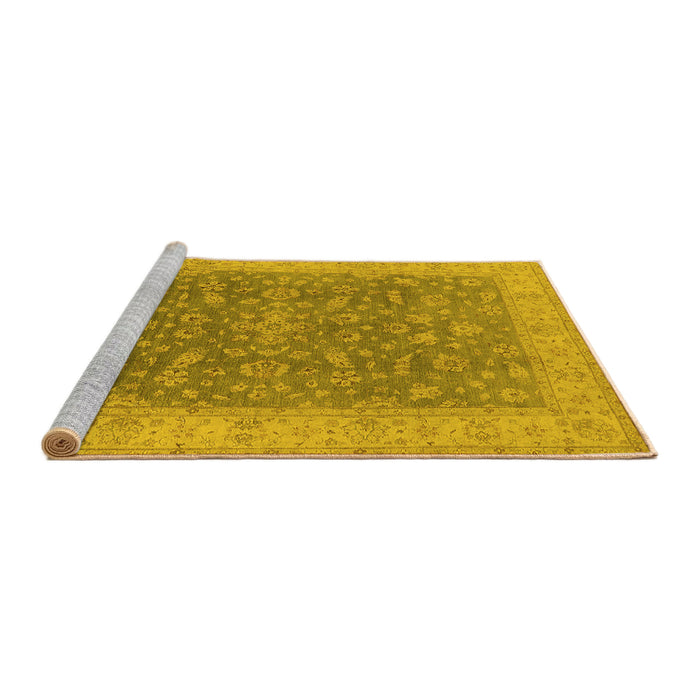 Sideview of Machine Washable Oriental Yellow Traditional Rug, wshurb1343yw