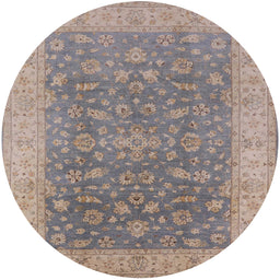 Round Mid-Century Modern Mauve Taupe Purple Oriental Rug, urb1343