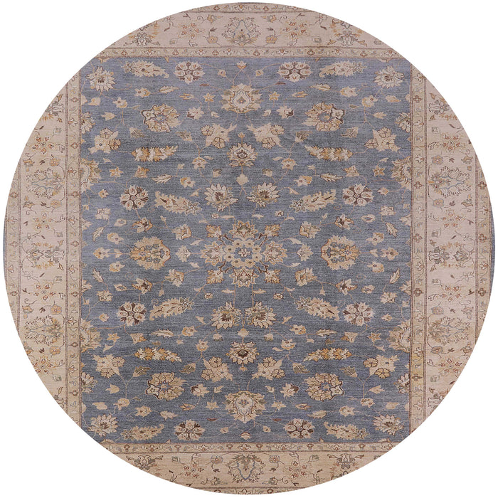 Round Mid-Century Modern Mauve Taupe Purple Oriental Rug, urb1343
