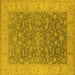 Square Machine Washable Oriental Yellow Traditional Rug, wshurb1343yw