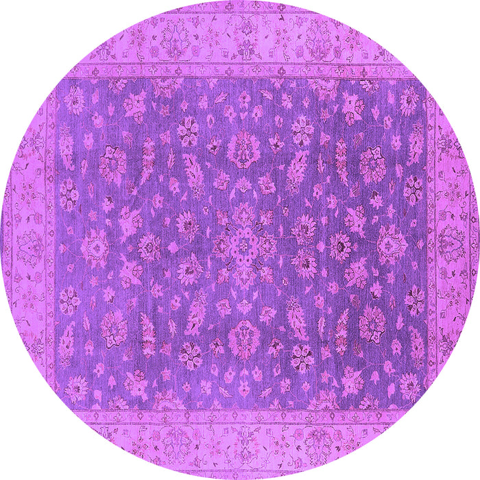 Round Oriental Purple Traditional Rug, urb1343pur