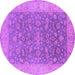 Round Oriental Purple Traditional Rug, urb1343pur