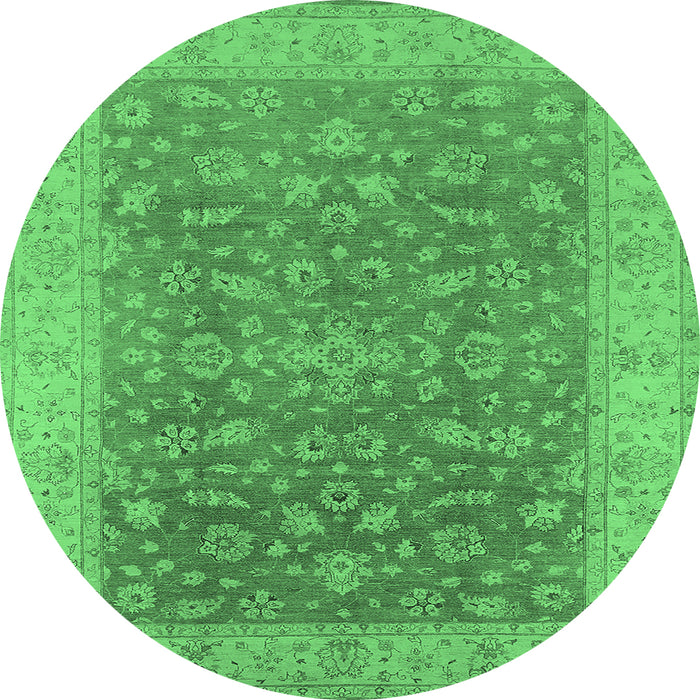 Round Oriental Emerald Green Traditional Rug, urb1343emgrn