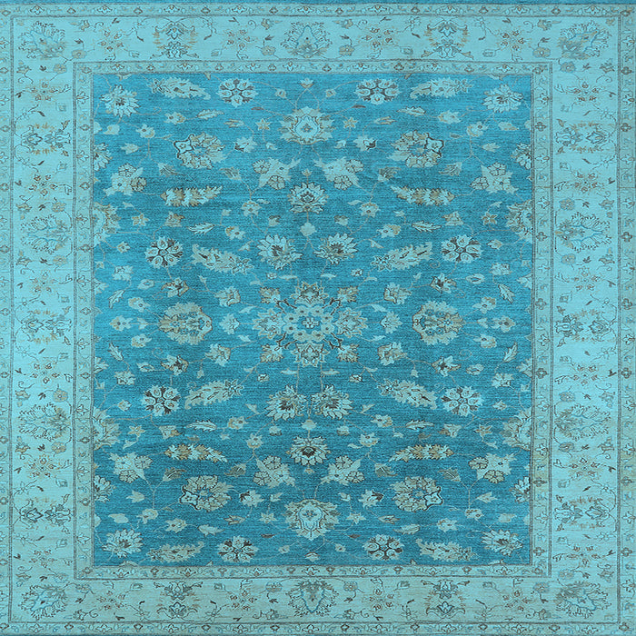 Square Machine Washable Oriental Light Blue Traditional Rug, wshurb1343lblu