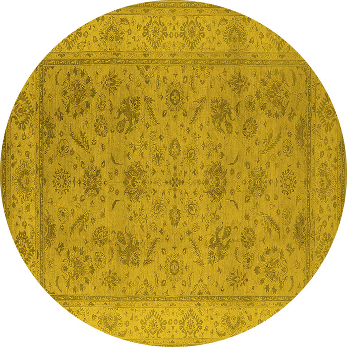 Round Oriental Yellow Traditional Rug, urb1344yw