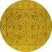 Round Oriental Yellow Traditional Rug, urb1344yw