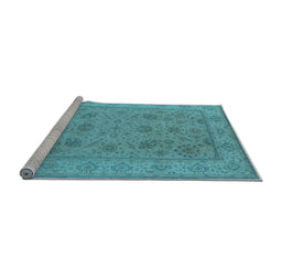 Sideview of Machine Washable Oriental Light Blue Traditional Rug, wshurb1344lblu