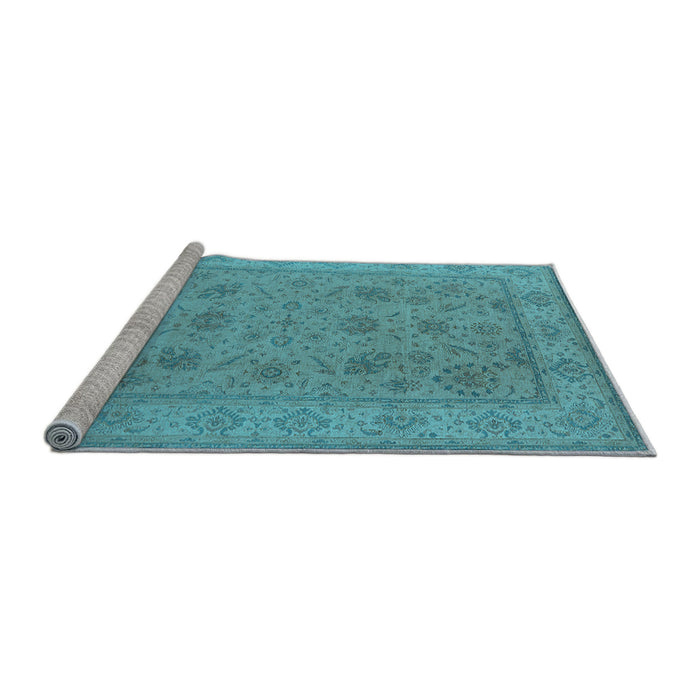 Sideview of Machine Washable Oriental Light Blue Traditional Rug, wshurb1344lblu