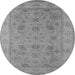 Round Oriental Gray Traditional Rug, urb1344gry