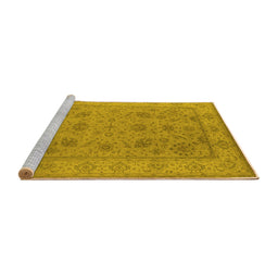 Sideview of Machine Washable Oriental Yellow Traditional Rug, wshurb1344yw