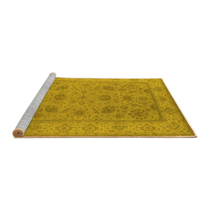 Sideview of Machine Washable Oriental Yellow Traditional Rug, wshurb1344yw
