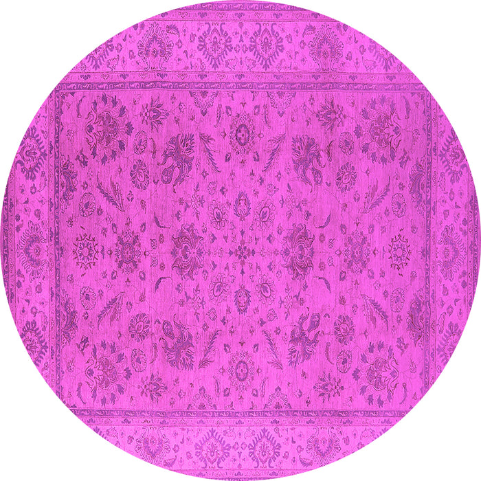 Round Oriental Pink Traditional Rug, urb1344pnk