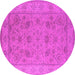 Round Oriental Pink Traditional Rug, urb1344pnk