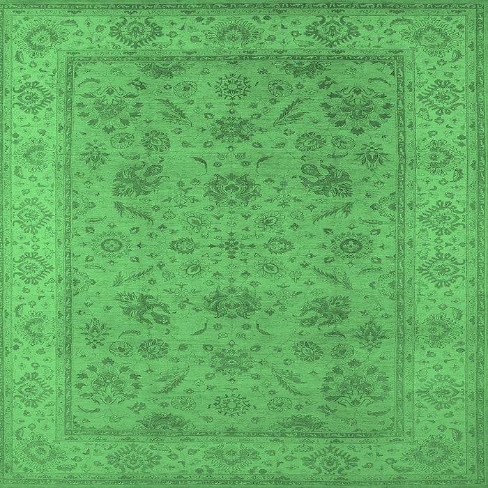 Square Oriental Emerald Green Traditional Rug, urb1344emgrn