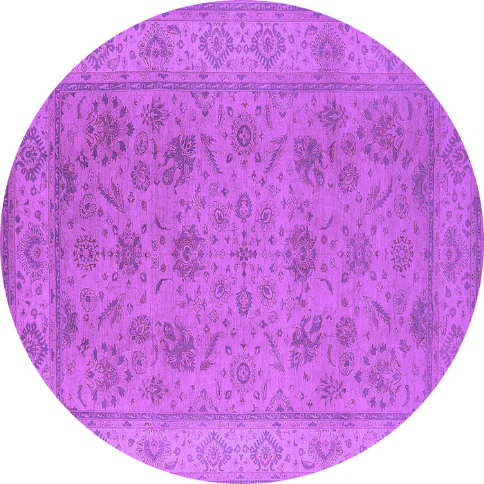 Round Machine Washable Oriental Purple Traditional Area Rugs, wshurb1344pur