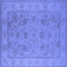 Square Machine Washable Oriental Blue Traditional Rug, wshurb1344blu