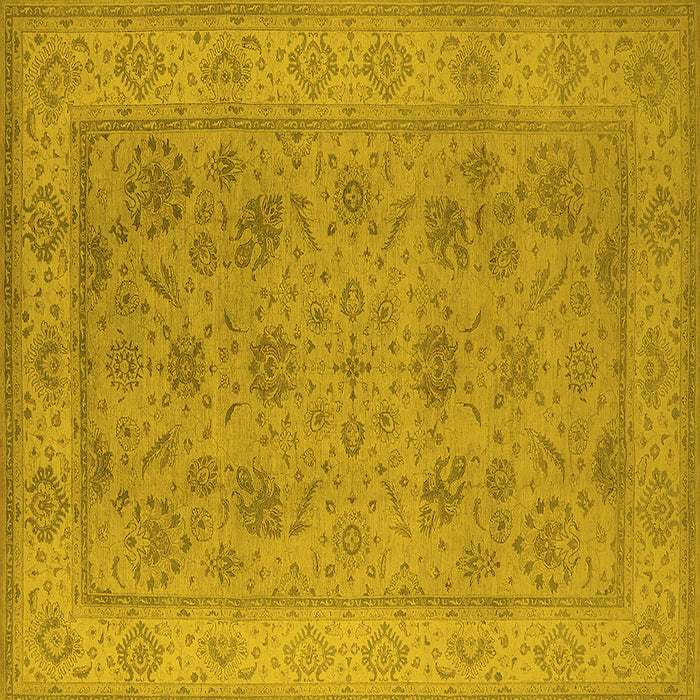 Square Machine Washable Oriental Yellow Traditional Rug, wshurb1344yw
