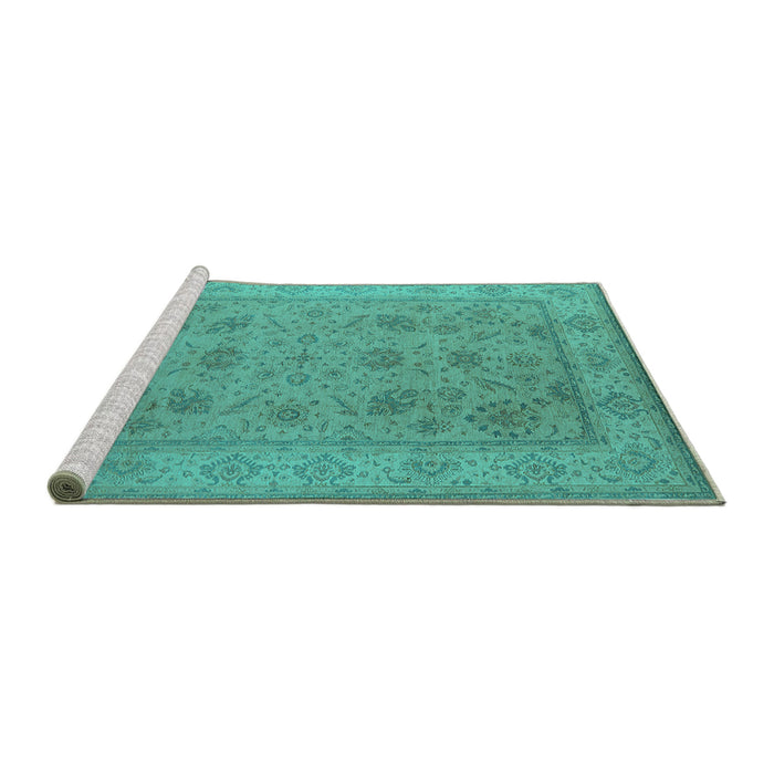 Sideview of Machine Washable Oriental Turquoise Traditional Area Rugs, wshurb1344turq