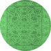 Round Oriental Emerald Green Traditional Rug, urb1344emgrn