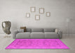 Machine Washable Oriental Pink Traditional Rug in a Living Room, wshurb1344pnk