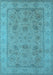 Machine Washable Oriental Light Blue Traditional Rug, wshurb1344lblu