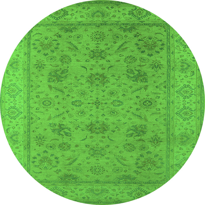 Round Machine Washable Oriental Green Traditional Area Rugs, wshurb1344grn