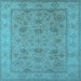 Square Oriental Light Blue Traditional Rug, urb1344lblu