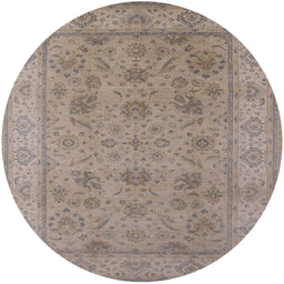 Round Mid-Century Modern Rose Purple Oriental Rug, urb1344