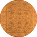 Round Oriental Orange Traditional Rug, urb1344org