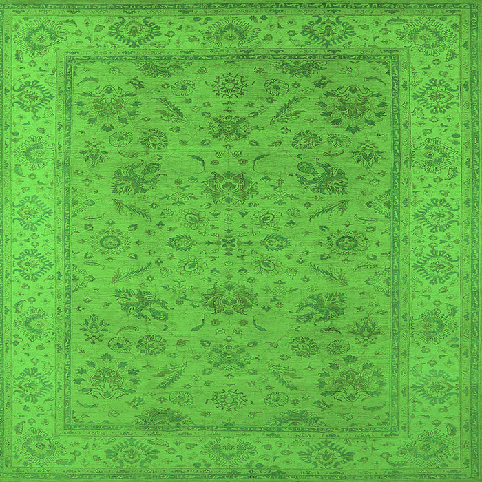 Square Machine Washable Oriental Green Traditional Area Rugs, wshurb1344grn