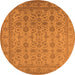 Round Oriental Orange Traditional Rug, urb1345org