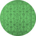 Round Oriental Emerald Green Traditional Rug, urb1345emgrn