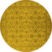 Round Oriental Yellow Traditional Rug, urb1345yw