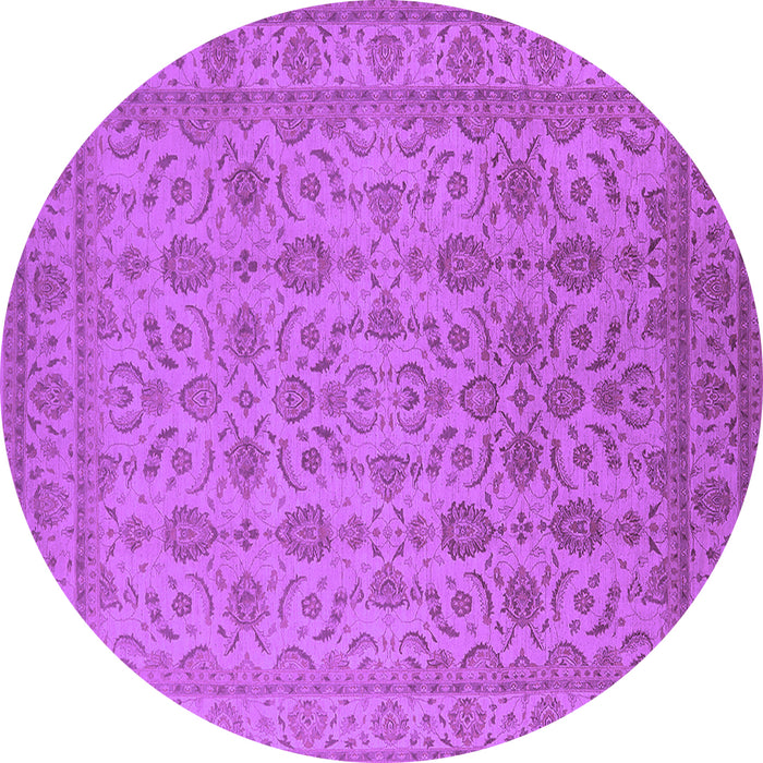 Round Oriental Purple Traditional Rug, urb1345pur