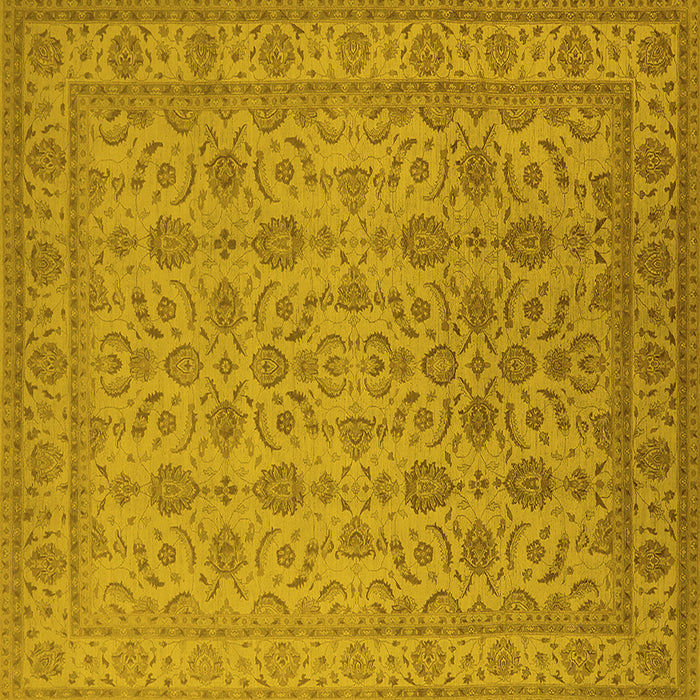 Square Machine Washable Oriental Yellow Traditional Rug, wshurb1345yw