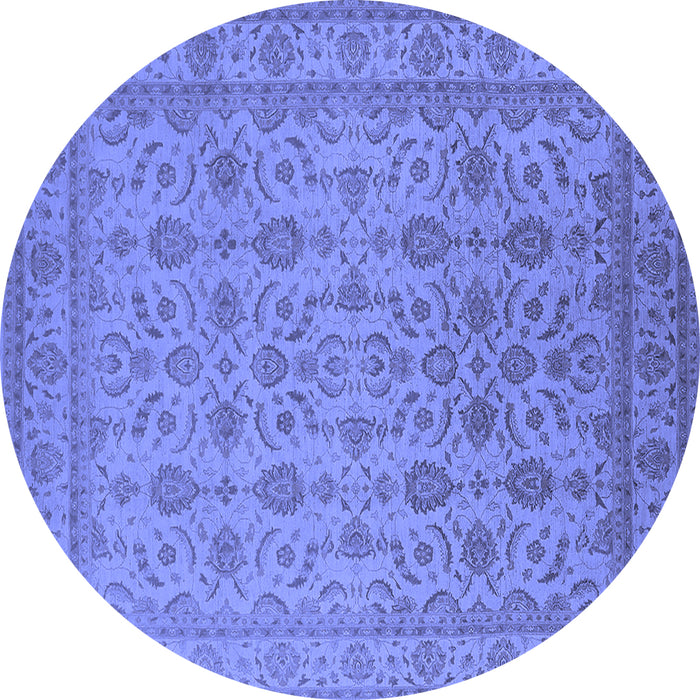 Round Oriental Blue Traditional Rug, urb1345blu