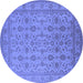 Round Oriental Blue Traditional Rug, urb1345blu