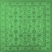 Square Oriental Emerald Green Traditional Rug, urb1345emgrn