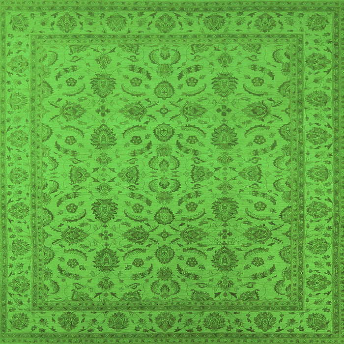 Square Machine Washable Oriental Green Traditional Area Rugs, wshurb1345grn