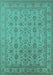 Machine Washable Oriental Turquoise Traditional Area Rugs, wshurb1345turq