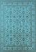 Machine Washable Oriental Light Blue Traditional Rug, wshurb1345lblu