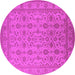 Round Machine Washable Oriental Pink Traditional Rug, wshurb1345pnk