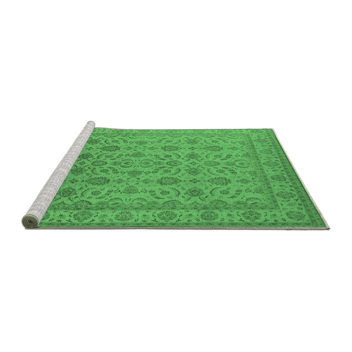 Sideview of Machine Washable Oriental Emerald Green Traditional Area Rugs, wshurb1345emgrn