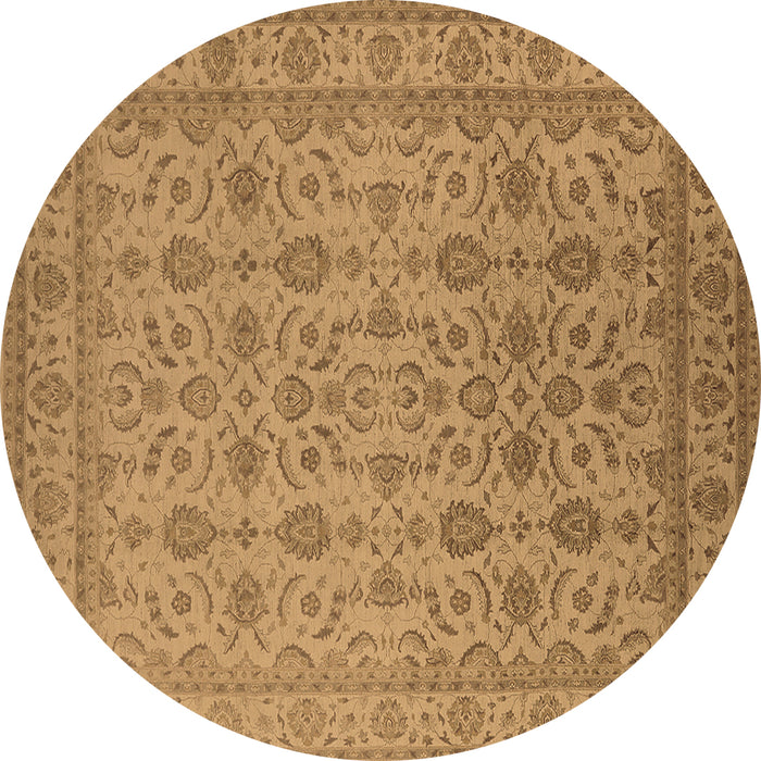 Round Machine Washable Oriental Brown Traditional Rug, wshurb1345brn