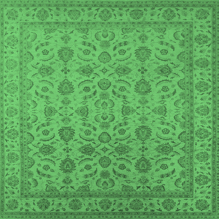 Square Machine Washable Oriental Emerald Green Traditional Area Rugs, wshurb1345emgrn