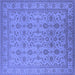 Square Oriental Blue Traditional Rug, urb1345blu