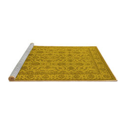 Sideview of Machine Washable Oriental Yellow Traditional Rug, wshurb1345yw