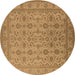 Round Oriental Brown Traditional Rug, urb1345brn